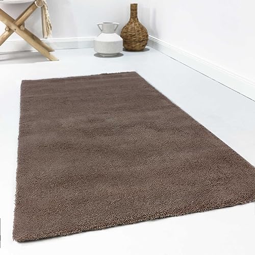 Wecon Home Esprit Schurwollteppich Hochflor modern, kuschelig, für Wohnzimmer, Schlafzimmer oder Arbeitszimmer – Greenwood Rug (140 x 200 cm, Taupe) von Wecon Home