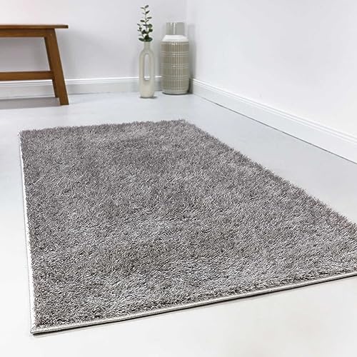 Wecon Home Flauschiger Esprit Hochflorteppich für Wohnzimmer, Schlafzimmer und Kinderzimmer - Swagger Shag (160 x 225 cm, hellgrau) von Wecon Home