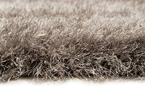 Wecon Home Glitzernder kuscheliger Hochflor Shaggy Teppich - Läufer für Wohnzimmer, Schlafzimmer, Kinderzimmer, Shiny Touch (120 x 170 cm, Grau) von Wecon Home