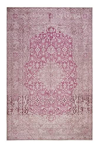 wecon home I Kurzflor Vintage Teppich I Silhouette I Past Future WH-12268-01 I (130 x 190 cm, rosa beige) von wecon home