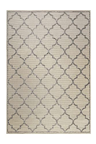 Wecon Home I In & Outdoor, Moderner Kurzflor Teppich/Läufer für Flur, Esszimmer, Küche I Gleamy I WH-4630-790 I (133 x 200 cm, Beige Silber) von Wecon Home