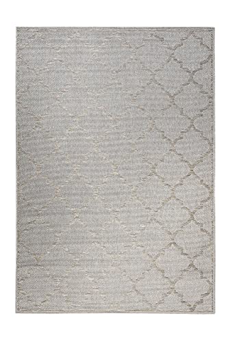 Wecon Home I In & Outdoor, Moderner Kurzflor Teppich/Läufer für Flur, Esszimmer, Küche I Gleamy I WH-4630-957 I (133 x 200 cm, Silber Beige) von Wecon Home