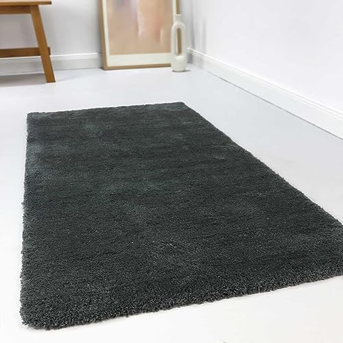 Wecon Home Kuschelig weicher Esprit Hochflor Teppich, bestens geeignet fürs Wohnzimmer, Schlafzimmer und Kinderzimmer RELAXX (120 x 170 cm, anthrazit grün) von Wecon Home