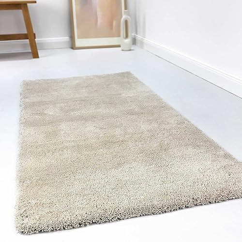 wecon home Kuschelig weicher Esprit Hochflor Teppich, bestens geeignet fürs Wohnzimmer, Schlafzimmer und Kinderzimmer RELAXX (120 x 170 cm, beige) von wecon home