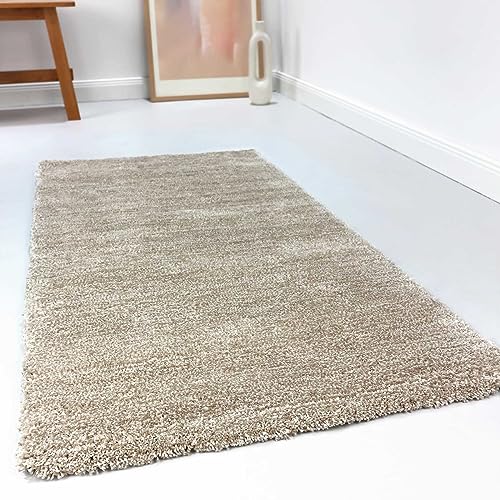 Wecon Home Kuschelig weicher Esprit Hochflor Teppich, bestens geeignet fürs Wohnzimmer, Schlafzimmer und Kinderzimmer RELAXX (120 x 170 cm, beige Sand meliert) von Wecon Home