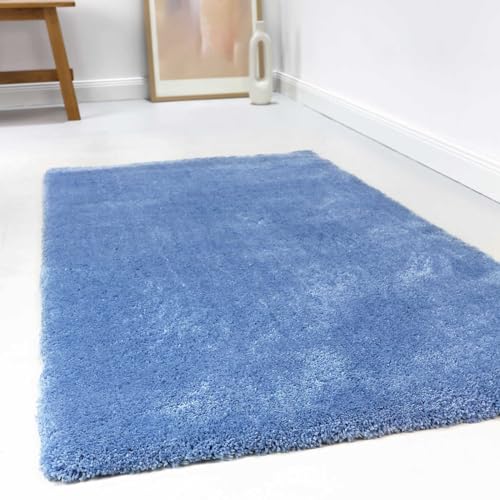 wecon home Kuschelig weicher Esprit Hochflor Teppich, bestens geeignet fürs Wohnzimmer, Schlafzimmer und Kinderzimmer RELAXX (120 x 170 cm, blau) von wecon home