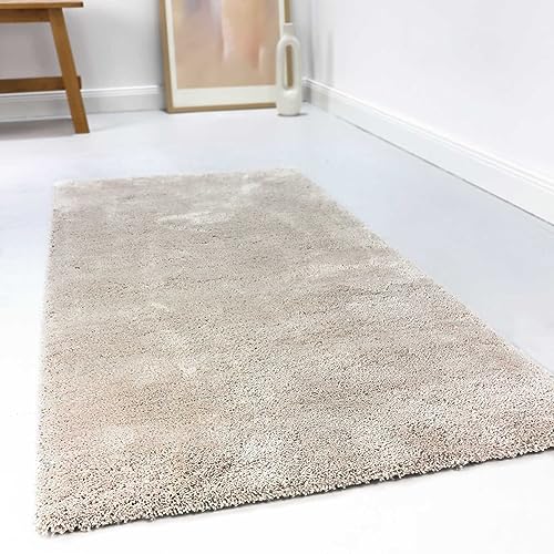 wecon home Kuschelig weicher Esprit Hochflor Teppich, bestens geeignet fürs Wohnzimmer, Schlafzimmer und Kinderzimmer RELAXX (130 x 190 cm, Creme beige) von wecon home