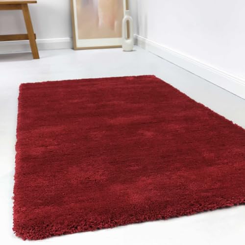 wecon home Kuschelig weicher Esprit Hochflor Teppich, bestens geeignet fürs Wohnzimmer, Schlafzimmer und Kinderzimmer RELAXX (70 x 140 cm, rot) von wecon home