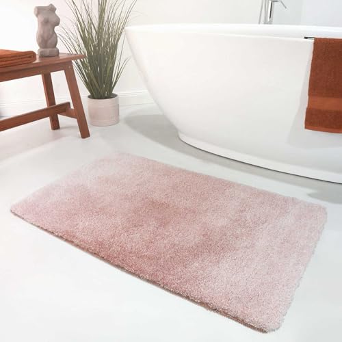 Wecon Home Moderner Flauschiger Badezimmerteppich mit antirutsch Rücken - Luuk (55 x 65 cm, Rose) von Wecon Home