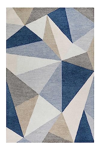 Wecon Home Moderner Kurzflor Teppich der Marke Esprit im geometrischen Design für Wohnzimmer, Schlafzimmer und Kinderzimmer – Next Time 2.0 (140 x 200 cm, blau) von Wecon Home