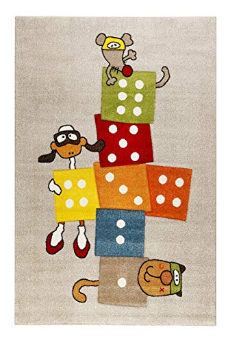 Wecon Home Sigikid I Moderner Kurzflor Kinderteppich, Kinderzimmer für Mädchen & Jungen I Bandidoleros | SK-22426-070 (160 x 225 cm, beige) von Wecon Home