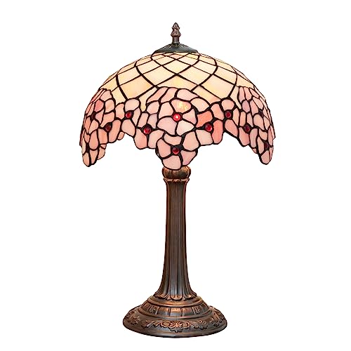 wecrejoni Tiffany-Lampe, Buntglas-Tischlampe, 30,5 x 30,5 x 45,7 cm, Schreibtisch-Leselampe, Dekoration neben Schlafzimmer, Wohnzimmer, Zuhause (H-973 – Kirschblüte) von wecrejoni