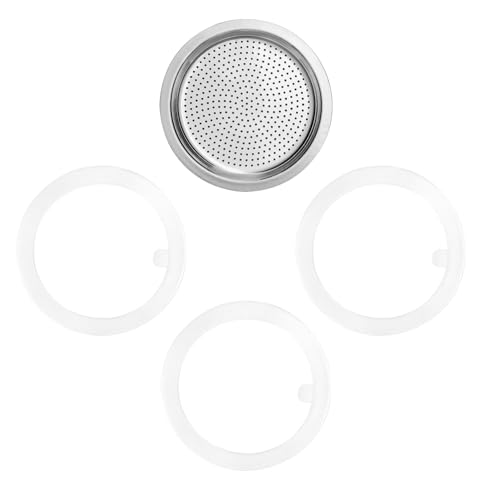 Wedrink Moka Pot 1 Filter und 3 Silikondichtungen Ersatz für Edelstahl Moka Pot und Stovetop Espresso Coffee Maker (6Tasse) von wedrink