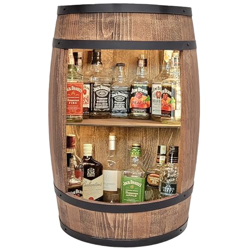 weeco Bar Schränk LED. Weinregal Weinschrank XL. Fass Vintage deko Wohnzimmer. Minibar Gin Whisky Bier. Weinfass Stehtisch. Holzfass für Gläser und Flaschen. Wine Rack geschenkset. von weeco