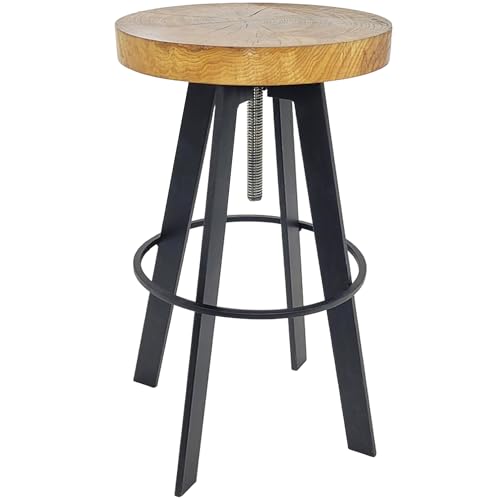 weeco Hocker mit drehbarem Holzsitz und Metallbeinen. Hocker mit Sitzhöhenverstellung, Höhe 65-80cm, Gewicht 13kg von weeco