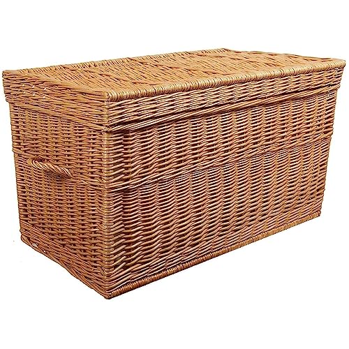 weeco Weidenkorb XL, Korbtruhe Truhe extra groß 80cm mit Deckel Wicker Chest von weeco