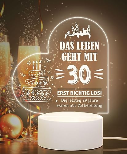 weeyin Geschenk 30. Geburtstag Frauen, Geschenke zum 30 Geburtstag Frau, Personalisierte 30 Geburtstag Frau Geschenk Nachtlicht, Geschenke 30 Geburtstag für Frau Freunde Schwester Freundin Ehemann von weeyin