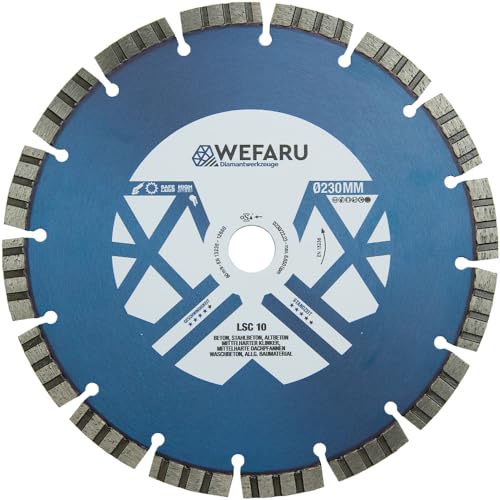 WEFARU Turbo Diamant-Trennscheibe 230mm x 22,2 mm für Stein, Beton, Granit, Mauerwerk, Ziegel von wefaru