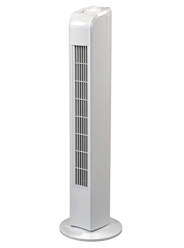 JUNG TVE21 Ventilator leise 76cm, Turmventilator weiß, ENERGIESPAREND, 75° Oszillation, Lüfter Standventilator für Schlafzimmer, Lautstärke max 48dbA, 3 Stufen von JUNG