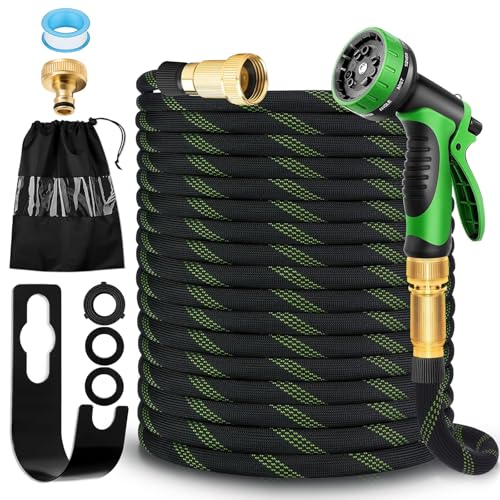 Flexibel Gartenschlauch, 15M Gartenschlauch mit 10 Funktionssprühdüsen, 3-Fach Latexkern Wasserschlauch mit Vollmessing Messingverbinder, Flexschlauch Flexibel Gartenschlauch, 15M Gartenschlauch mit 10 Funktionssprühdüsen, 3-Fach Latexkern Wasserschlauch mit Vollmessing Messingverbinder, Flexschlauch von weiclianhp