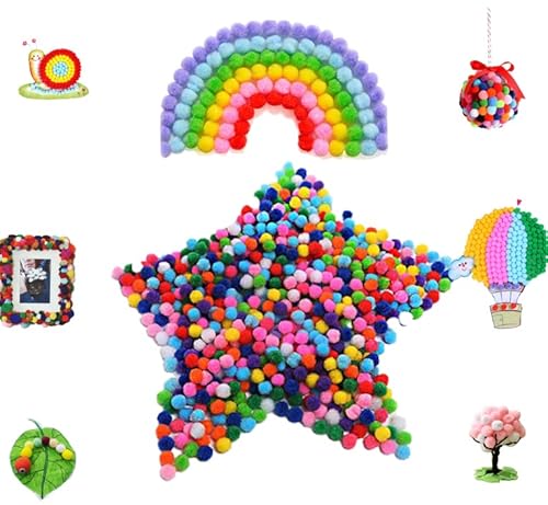 Pompons zum Basteln, 3cm Pompom Bälle Kleine Bommeln，200pcs， Bunte Plüschbälle für Lustige DIY Kreative Handwerk (3CM) von weigav