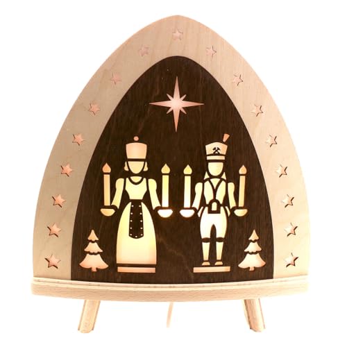 weigla - Dekoleuchte original Erzgebirge I Motiv Engel & Bergmann I 1 LED Lampe I 0,8 W, E14 I Weihnachtsdeko innen I Weihnachtsbeleuchtung aus Holz I Fensterdeko weigla - Dekoleuchte original Erzgebirge I Motiv Engel & Bergmann I 1 LED Lampe I 0,8 W, E14 I Weihnachtsdeko innen I Weihnachtsbeleuchtung aus Holz I Fensterdeko von weigla