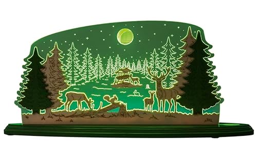 weigla - Schwibbogen original Erzgebirge I Motiv Waldidylle I Dekoleuchte I LED-Lichterbogen I Größe 47 x 22 x 8,2 cm I Inklusive Beleuchtung I Deko innen I aus Holz & Acryl von weigla