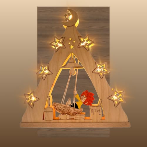 weigla - LED Lichterspitze original Erzgebirge I Motiv Pumuckl in Schiffschaukel I Lichterbogen Weihnachten I 7 Lampenkerzen + 1 Ersatzlampe I 7 x 34 V, 0,2 W, E10 I Weihnachtsdeko innen I aus Holz weigla - LED Lichterspitze original Erzgebirge I Motiv Pumuckl in Schiffschaukel I Lichterbogen Weihnachten I 7 Lampenkerzen + 1 Ersatzlampe I 7 x 34 V, 0,2 W, E10 I Weihnachtsdeko innen I aus Holz von weigla