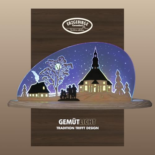 weigla - Schwibbogen original Erzgebirge I Motiv Seiffener Kirche I Dekoleuchte I LED-Lichterbogen I Größe 47 x 22 x 8,2 cm I Inklusive Beleuchtung I Weihnachtsdeko innen I aus Holz & Acryl weigla - Schwibbogen original Erzgebirge I Motiv Seiffener Kirche I Dekoleuchte I LED-Lichterbogen I Größe 47 x 22 x 8,2 cm I Inklusive Beleuchtung I Weihnachtsdeko innen I aus Holz & Acryl von weigla