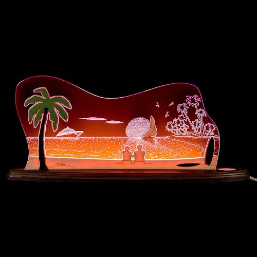weigla - Schwibbogen original Erzgebirge I Motiv Südsee I Dekoleuchte I LED-Lichterbogen I Größe 47 x 22 x 8,2 cm I Inklusive Beleuchtung I Deko innen I aus Holz & Acryl von weigla