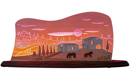 weigla - Schwibbogen original Erzgebirge I Motiv Toskana Sonne I Dekoleuchte I LED-Lichterbogen I Größe 47 x 20 x 8,2 cm I Inklusive Beleuchtung I Deko innen I aus Holz & Acryl von weigla