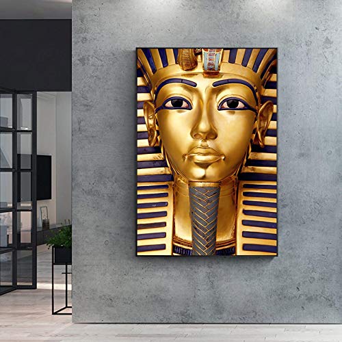 Alte ägyptische Pharao Poster Leinwanddruck Tutanchamun Goldene Malerei Wandkunst Bild Wohnzimmer Dekoration 50x70cmx1 Stück Rahmenlos von weiling