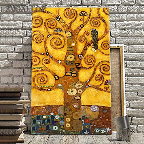 Gustav Klimt Lebensbaum Wandkunst Leinwandbilder Drucken Poster Wandbilder für Wohnzimmerdekoration Giclée-Kunstwerk 60x80cm rahmenlos von weiling