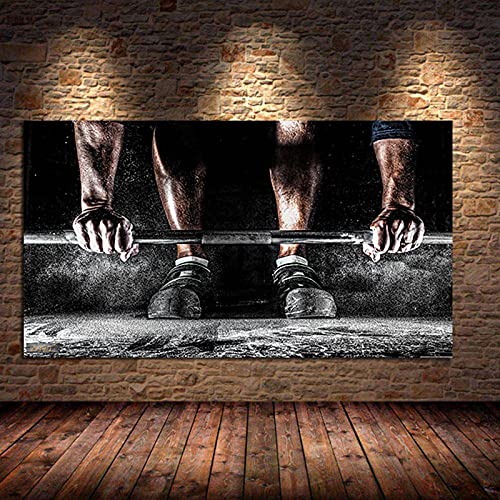 Leinwanddruck Gym Männer Sport Malerei Poster Wandbild Bodybuilding Bild Wohnzimmer Gym Home Wanddekoration 70x140cmx1 Stück Innenrahmen von weiling