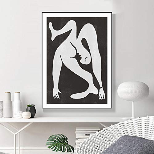 weiling Picasso abstraktes Kunstwerk Leinwanddrucke schwarz-weiß minimalistische Poster Galerie Wandkunst Bild Wohnzimmer Dekoration 70x100cmx1 Innenrahmen von weiling