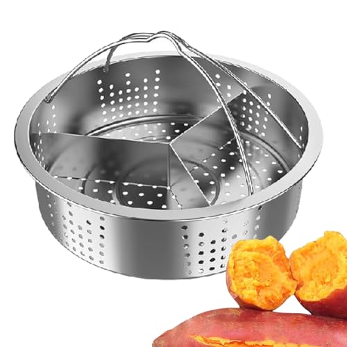 Dampfkorb Triple Fach Topf Trennwand Set | 21cm Edelstahl Topf Körbe Mit Trennwand | Steaming Grid Basket Divider Für Gemüse, Kartoffeln, Muscheln, Gekochte Eier von weiting