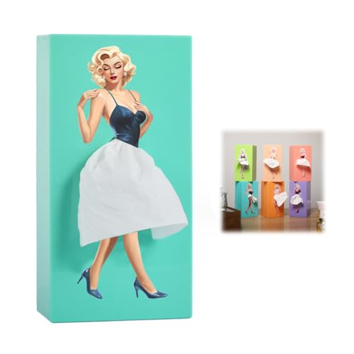 Taschentuchbox Mit Fliegendem Rock, Charmant Retro Mädchen Mit Kurzem Rock Taschentücher Box, Geeignet Für Schlafzimmer, Wohnzimmer, Büro (A) von WEITING