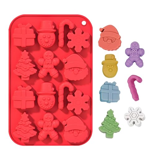 Weihnachten Schokoladenformen Silikon, Weihnachtsmann Silikonform Schokolades, Chocolate Mold, Weihnachtsbaum Lebkuchenmann Süßigkeitsform Schoko Silikonform Weihnachts Fondant Formen von WEITING