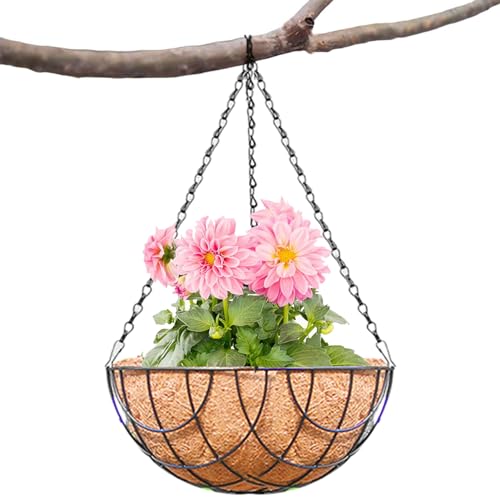 weiting Blumenampel Kokos,Hanging Basket mit Metallgestell, Hängeampel mit Kokoseinlage Deko für Außen - Blumen-Ampel von weiting
