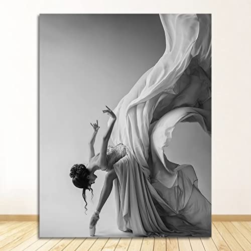 Moderne Balletttanzmädchen Leinwand Male Poster und Print Figur Kunst Wand Schwarz n Weiße Bilder for Wohnzimmer Schlafzimmer Gang (Color : A, Size : 50x70cm No Frame) von weiwie