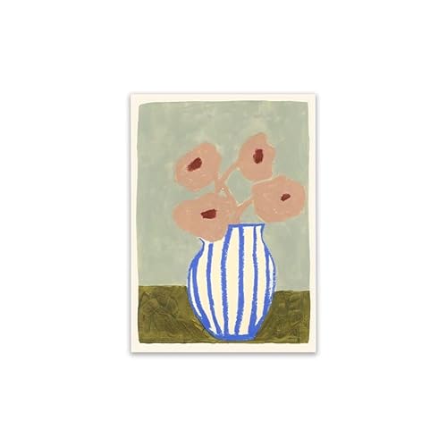 Nordic Blume Blatt Bunte Vase Kunstdruck Wand Poster Leinwand Malerei Retro Bild Moderne Wohnkultur Schlafzimmer Dekoration (Color : 1, Size : 60x90 cm No Framed) von weiwie