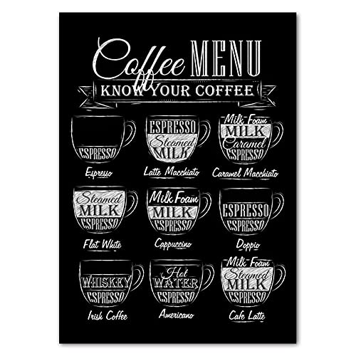 Nordic Coffee Menu Wall Pictures Art Print Black White Art Canvas Painting Cafe Shop Wall Art Decor living roomSimplicityPoster (Color : B, Size : 40x60cm No Frame) von weiwie