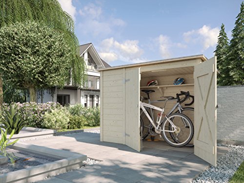 Weka Mehrzweckbox, Fahrrad- und Mülltonnenbox, natur, 219 x 100 x 151 cm von weka Holzbau GmbH