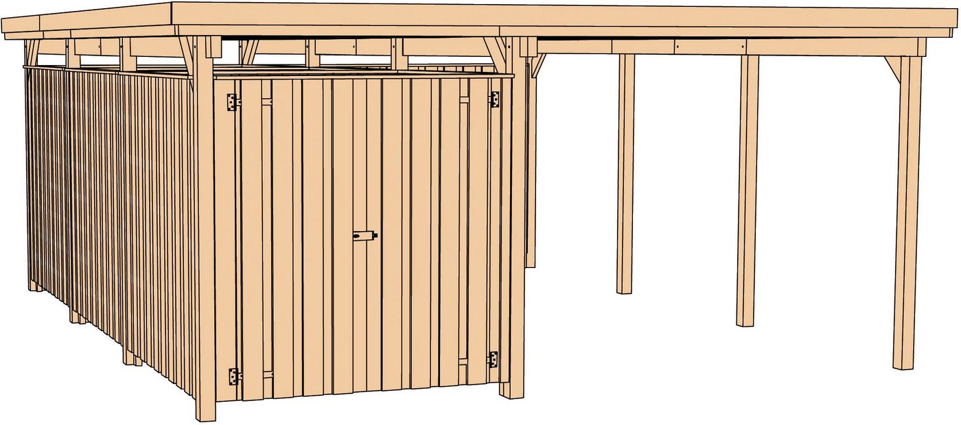 weka Einzelcarport 607 Gr.3, BxT: 512x602 cm, 215 cm Einfahrtshöhe, inkl. XXL Geräteraum von weka