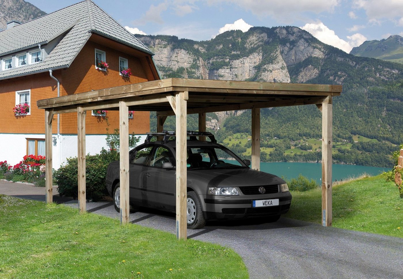 weka Einzelcarport Optima 2, BxT: 322x612 cm, 215 cm Einfahrtshöhe von weka