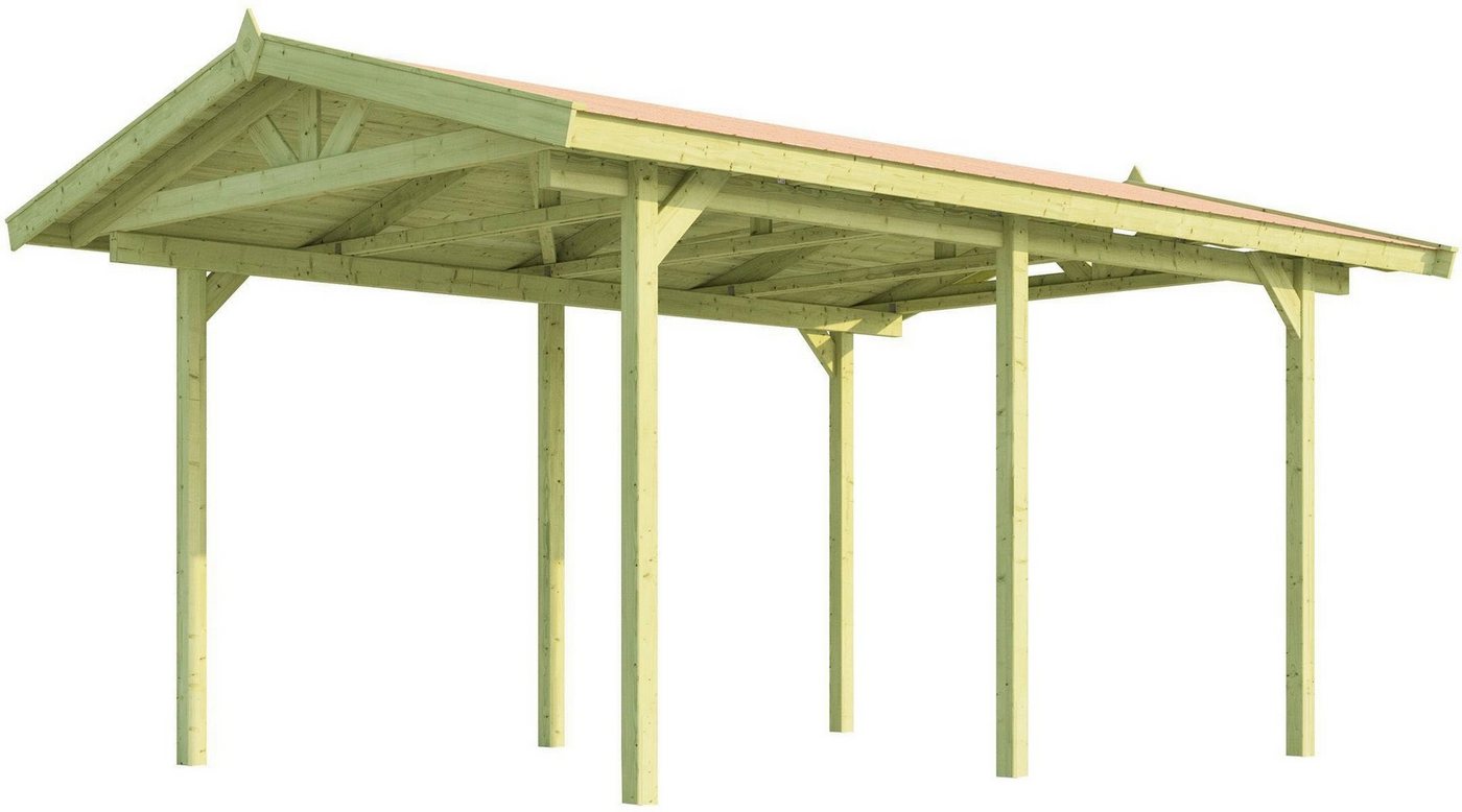 weka Einzelcarport Satteldachcarport 611, BxT: 358x500 cm, 215 cm Einfahrtshöhe, 18 mm Massivholzdach, naturbelassen von weka