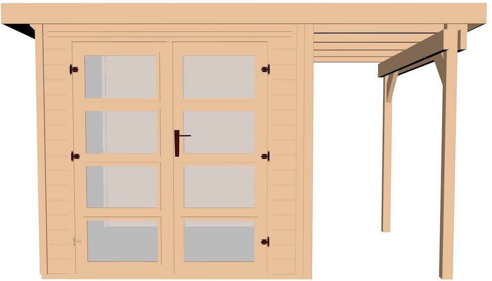 weka Gartenhaus 321 A Gr.4, natur, 19 mm, Anbau 115 cm, BxT: 438x237 cm von weka