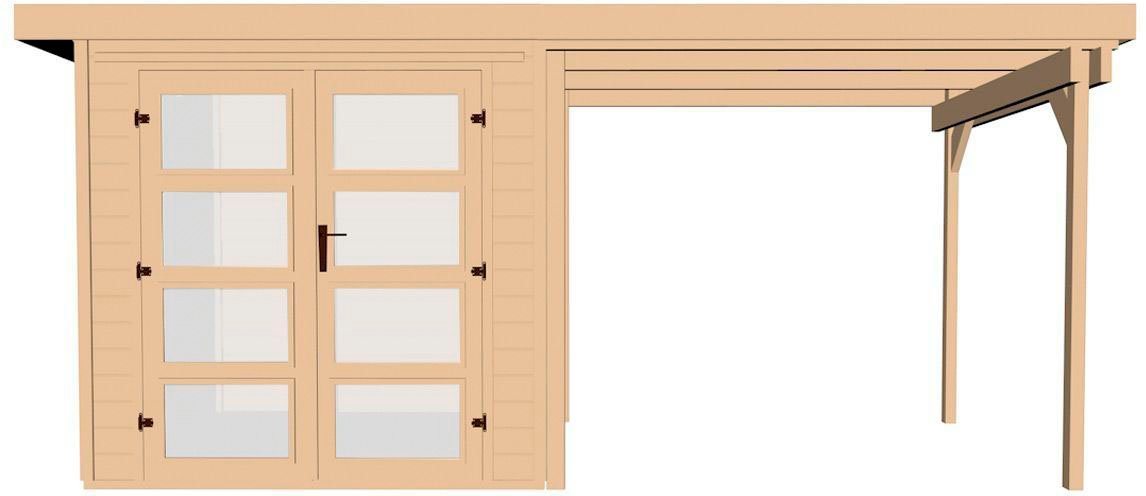 weka Gartenhaus 321 B Gr.1, natur, 19 mm, Anbau 230 cm, BxT: 452x237 cm von weka