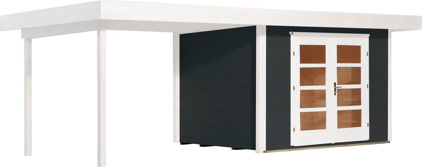 weka Gartenhaus Designhaus 126 Plus, BxT: 645x316 cm, (Set), mit Anbaudach von weka