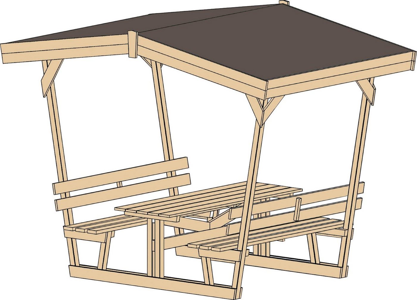 weka Sitzlaube 662, Holzpavillon, inkl. Tisch und Bänke, BxTxH: 300x203x238 cm von weka